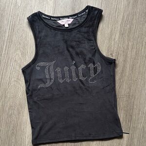 Juicy Couture Black Sleeveless Top with Rhinestone Logo